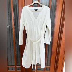 Soft Focus Button Down Tunic Dress with Belt